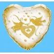 balon serce foliowe 24 golabki i serce zlote 1szt