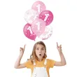 balony 1 birthday urodziny bialo rozowe partypal 12 6 szt