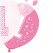 balony 1 urodziny bialo rozowe partypal 12 6 szt