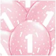 balony 1 urodziny rozowy jasny qualatex 11 6 szt