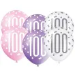 balony 100 urodziny glitz grochy pastel mix unique 12 6 szt