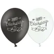 balony 12 happy birthday strong black white mix 6 szt