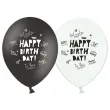 balony 12 happy birthday strong black white mix 6 szt