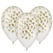 balony 13 konfetti zlote transparentne 5 szt