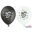 balony 14 happy birthday strong black white mix 50 szt