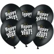 balony 14 happy new year strong metalik black 6 szt
