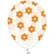 balony 14 kwiatki strong transparent pomaranczowe 6 szt