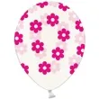 balony 14 kwiatki strong transparent rozowe 6 szt