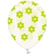 balony 14 kwiatki strong transparent zielone 50 szt