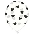 balony 14 serduszka strong transparent czarne 50 szt
