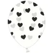 balony 14 serduszka strong transparent czarne 6 szt