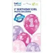 balony 1st birthday girl pastel mix belbal 12 6 szt