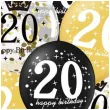 balony 20 urodziny czarno zlote partypal 12 6 szt