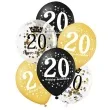 balony 20 urodziny czarno zlote partypal 12 6 szt