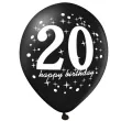 balony 20 urodziny czarno zlote partypal 12 6 szt