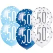 balony 50 urodziny glitz grochy pastel mix unique 12 6 szt