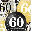 balony 60 urodziny czarno zlote partypal 12 6 szt