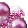 balony chrom mix z konfetti rozowe partypal zestaw