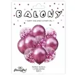 balony chrom mix z konfetti rozowe partypal zestaw