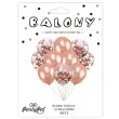 balony chrom mix z konfetti rozowe zloto partypal zestaw