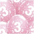 balony cyfra 3 rozowe qualatex 12 6 szt