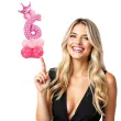 balony cyfra 6 rozowy partypal zestaw