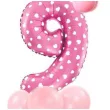 balony cyfra 9 rozowy partypal zestaw