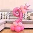 balony cyfra 9 rozowy partypal zestaw