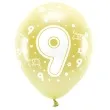 balony cyfra 9 zolty jasny partydeco 13 6 szt