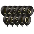 balony cyfry mix pastel czarne 12 strong 11 szt
