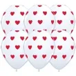 balony czerwone serduszka biale qualatex 12 6 szt