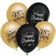 balony happy birthday 18 beauty and charm zloto czarny godan 12 5 szt