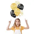 balony happy birthday bialo zloto czarne partypal 12 6 szt