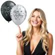 balony happy birthday czarno srebrny qualatex 11 25 szt