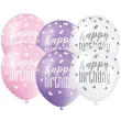 balony happy birthday glitz grochy pastel mix unique 12 6 szt