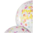 balony happy birthday z kolorowym konfetti transparentne czakos 3 szt