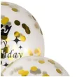 balony happy birthday ze zlotym konfetti transparentne czakos 3 szt