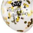 balony happy birthday ze zlotym konfetti transparentne czakos 3 szt