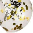 balony happy birthday ze zlotym konfetti transparentne czakos 3 szt