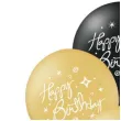 balony happy birthday zloto czarne partypal 12 6 szt
