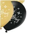 balony happy birthday zloto czarne partypal 12 6 szt