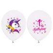 balony jednorozec na 1 urodziny pastel bialy godan 12 5 szt