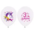 balony jednorozec na 3 urodziny pastel bialy godan 12 5 szt