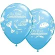balony komunia symbole niebieskie pastel qualatex 11 25 szt