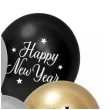 balony lateksowe happy new year beauty and charm zloty srebrny czarny