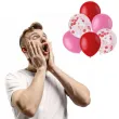 balony matowy mix z konfetti czerwono rozowe folat 12 6 szt