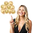 balony metaliczny zestaw z tasma zlote konfetti partypal 12 10 szt