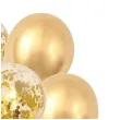 balony metaliczny zestaw z tasma zlote konfetti partypal 12 10 szt