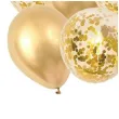 balony metaliczny zestaw z tasma zlote konfetti partypal 12 10 szt