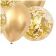 balony metaliczny zestaw z tasma zlote konfetti partypal 12 10 szt